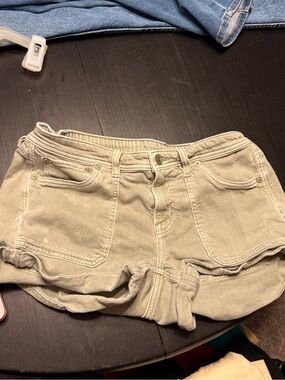 American Eagle Outfitters Light Tan/Green Denim Shorts